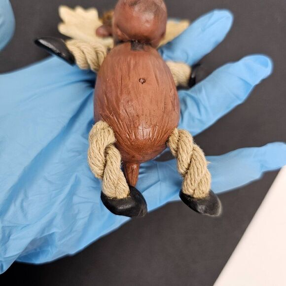 Vintage‎ Bert Anderson Christmas Moose Elk Ornament 2002 Dangling Folk Art Jute - Picture 11 of 14